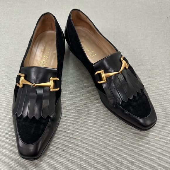Rare Vintage GUCCI Black Loafers with Gold Horsebit - Picture 5 of 12